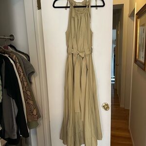 Ulla Johnson belted khaki cotton maxi sundress